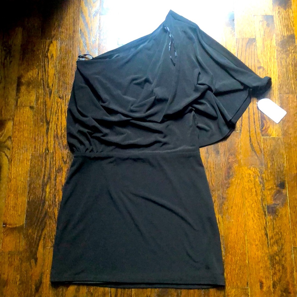 NWT Jessica Simpson one shoulder mini black XS
